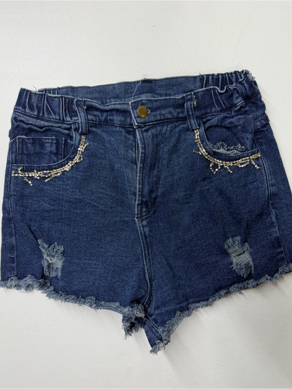 Jolie & Joy Jeans L Y2K Rhinestone Distressed Denim Shorts
